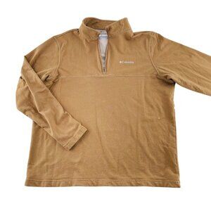 Columbia Mens Tan 1/4 Zip Pullover Thin Sweatshirt Size Large Cotton/Polyester
